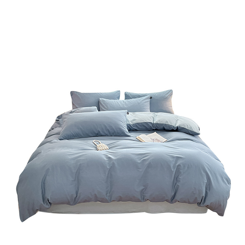 Cama de algodón de clase A para madres y bebés, ropa de cama de cuatro piezas, ropa de cama de color sólido, ropa de cama, dormitorio de estudiantes, tres piezas