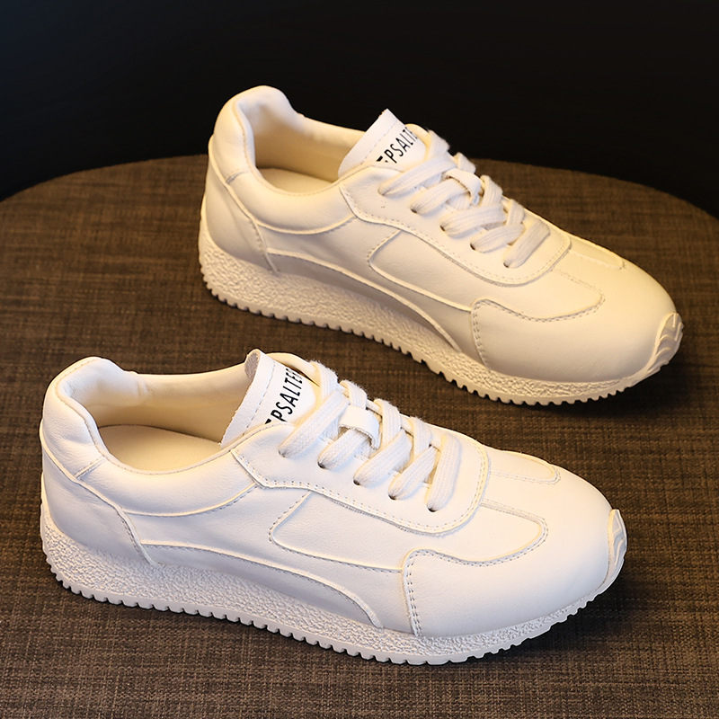 First-Layer Cowhide Genuine Leather White Shoes for Women 2025 New Korean Style Casual Sneakers Breathable Casual Fashion Breathable and Comfortable