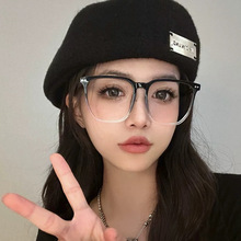 新款韩版素颜防蓝光眼镜男女成品近视眼镜框大框显瘦平光眼镜架潮
