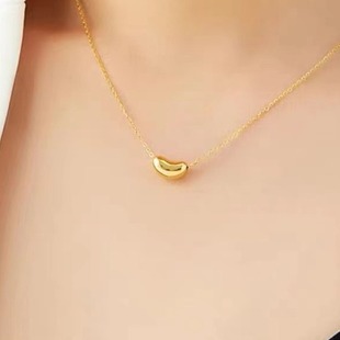999 Pure Gold Acacia Bean Pendant 3D Hard Gold Transfer Bead Necklace Gold Golden Bean Couple Gift