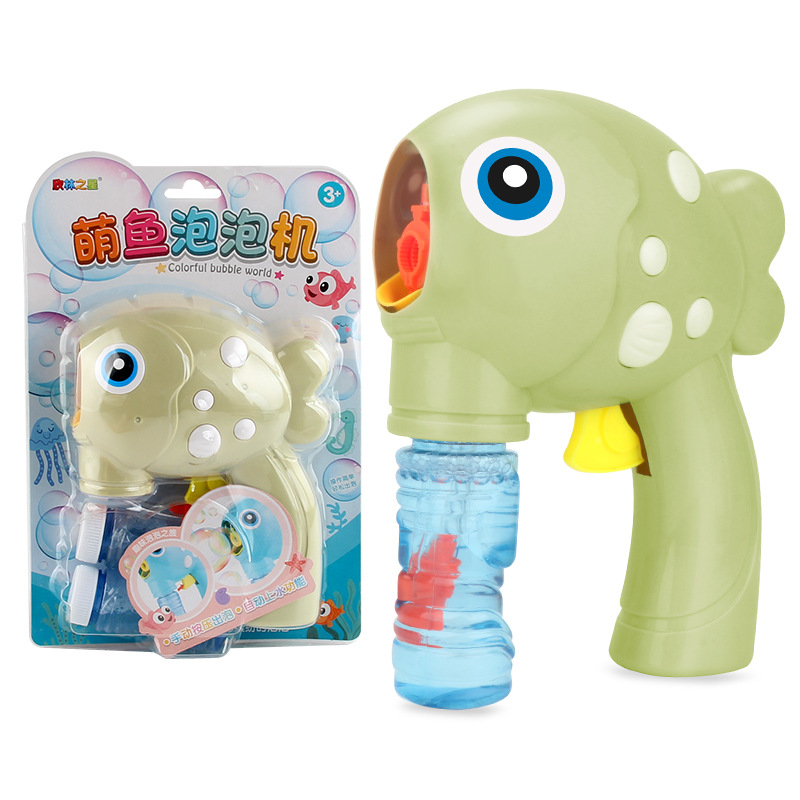 Tiktok mismo estilo de los niños casual burbuja juguete manual de un solo agujero burbuja soplando pistola lindo pescado manual pistola de burbujas al por mayor