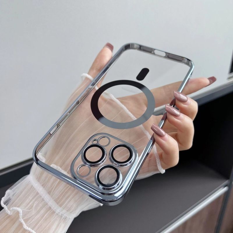 アップル15の高級メッキ磁気吸引14promax紫色の携帯電話ケースの新型全包13遠峰青保護を適用する|undefined