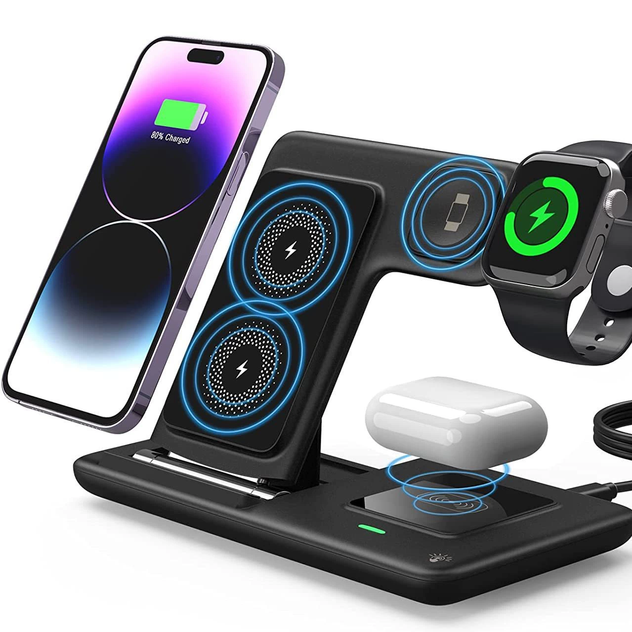 Заводская поставка, хитовая модель, подходит для Apple 15, трёхв-1 беспроводная зарядка, складная, двойная катушка, быстрая зарядка 15 Вт