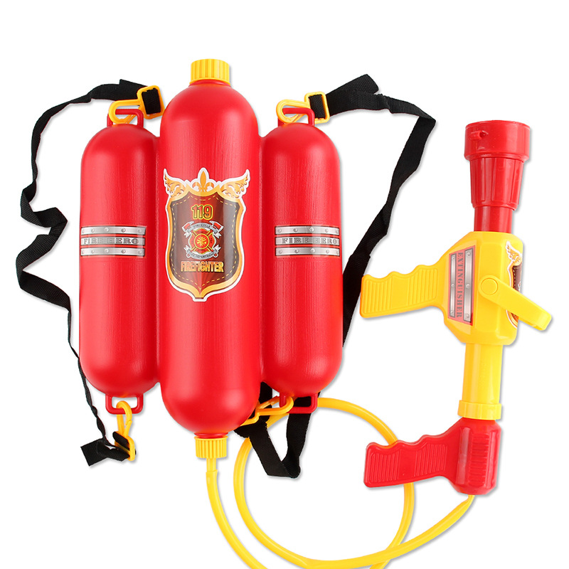 夏季儿童消防员玩具背包水枪抽拉式戏水呲水仿真灭火器水枪幼儿园