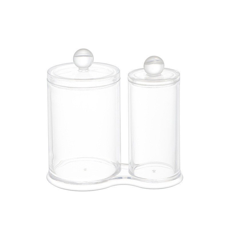 Caja organizadora acrílica para algodón cosmético, almacenamiento de escritorio