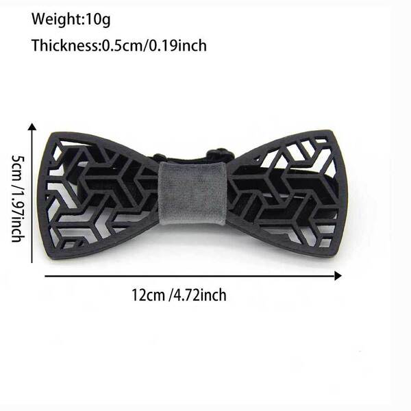 Men's black wooden fashionable bow tie handmade