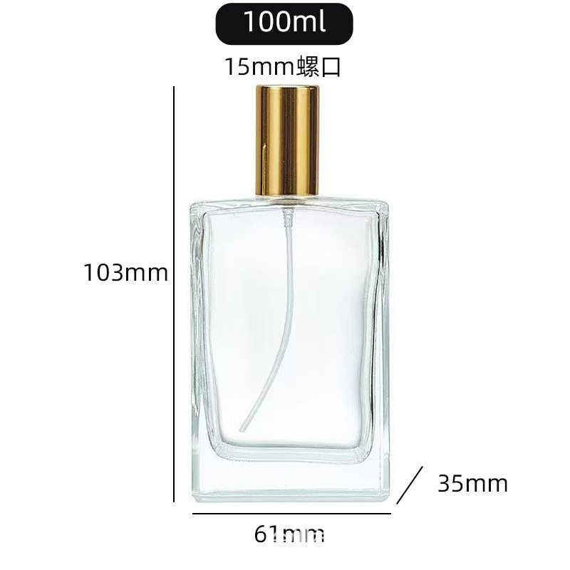 Botella de perfume de vidrio plano transparente con boca de caracol al contado continúa presionando la botella de pulverización para dividir la botella con un sentido superior de 30 - 100 ML. image 9