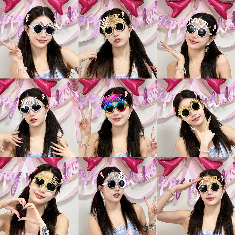 Gafas Decorativas con Letras Happy Birthday de Plástico ABS Galvanizado para Fiesta de Cumpleaños image 1