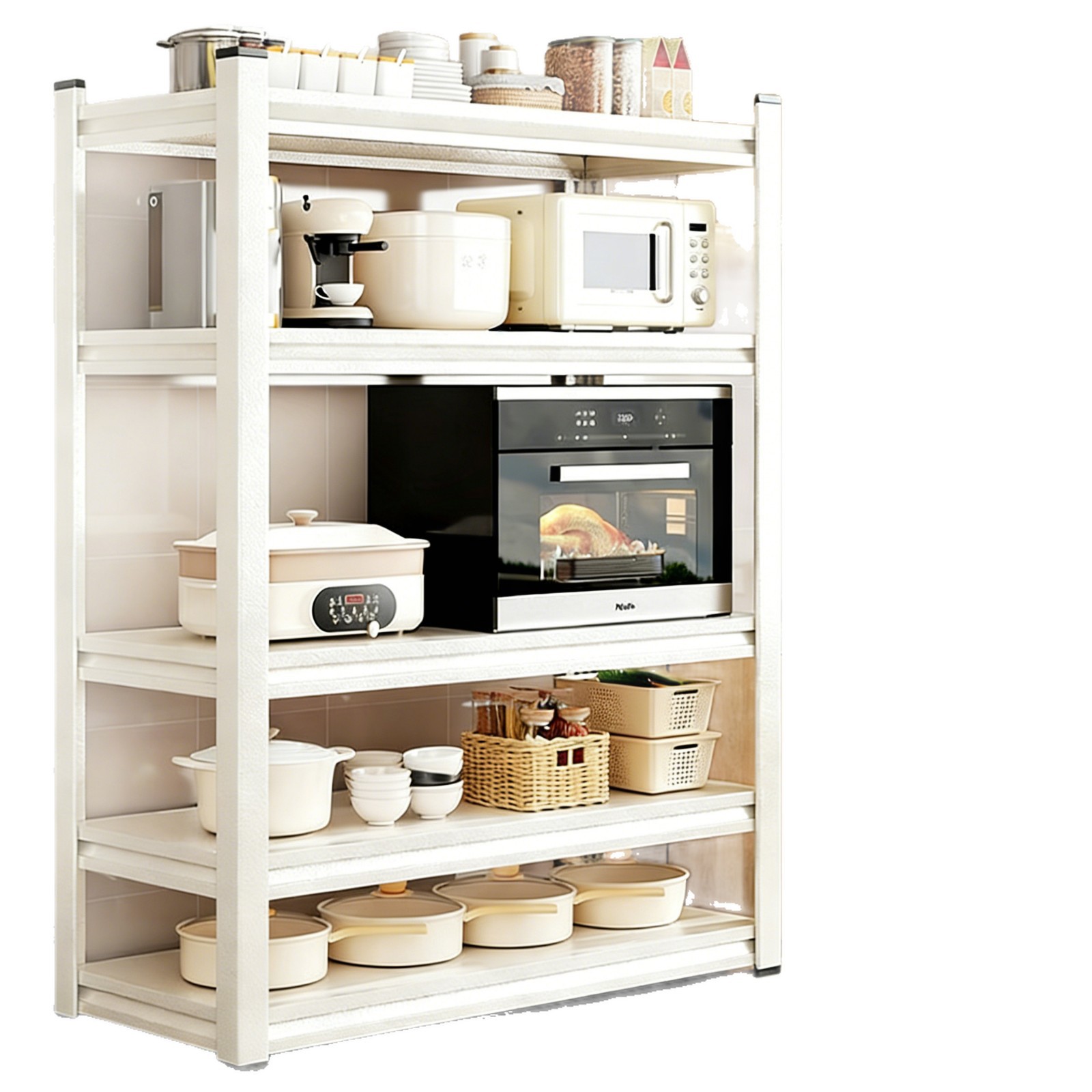 Estante de cocina piso multicapa multifuncional horno de microondas parrilla caja de panela estante de almacenamiento estante de estante doméstico