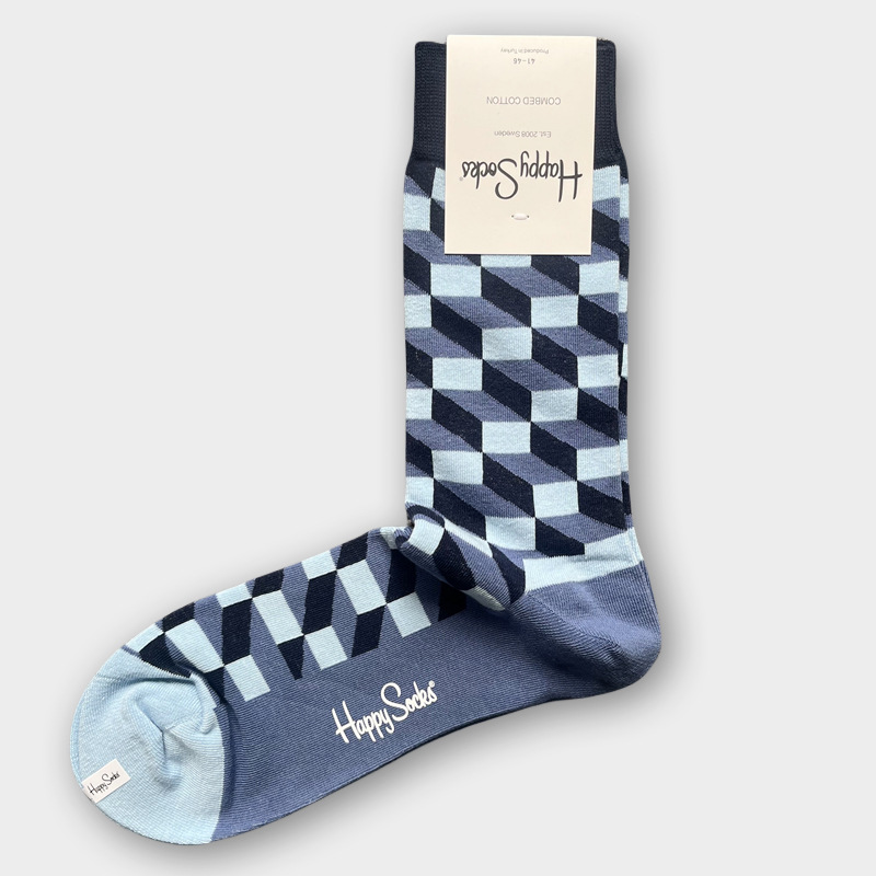 ハッピーソックス メンズソックス ミドル丈 コーマ綿 吸汗消臭 通気性 スウェーデン製 おしゃれ カラフル 薄手
