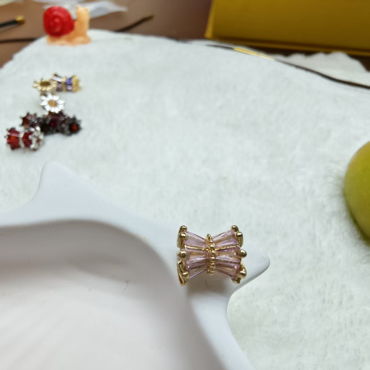 Diamond-Studded Small Waist Open-Hole Copper Gold-Plated Crystal Bracelet Necklace Jewelry Accessory DIY Spacer Beads 2025 New Model