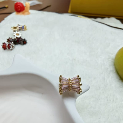 Open-Hole Copper Gold-Plated Crystal Bracelet: Zərgərlik ara hissələri - 8-light-gold-pink-diamonds