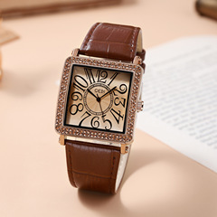 Godi Retro Square Women's Luxury Diamond-BLK Strap Quartz Watch for Ladies - High-End Strap Watch Wholesale