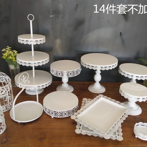 Estante de pastel europeo de hierro forjado conjunto de decoración de boda postres tienda de bocadillos estante de baile prop bandeja de pastel image 20