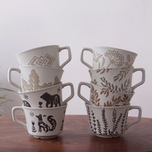 上新高颜值复古陶瓷杯子家用ins粗陶咖啡杯北欧风郁金香水杯批发