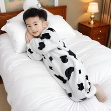 宝宝法兰绒睡衣秋冬加绒家居服儿童连体小童爬爬服婴儿睡袋加厚