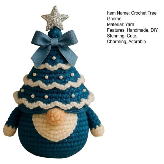 跨境新品钩织Crochet Christmas Tree Gnome圣诞树侏儒家居装饰|undefined