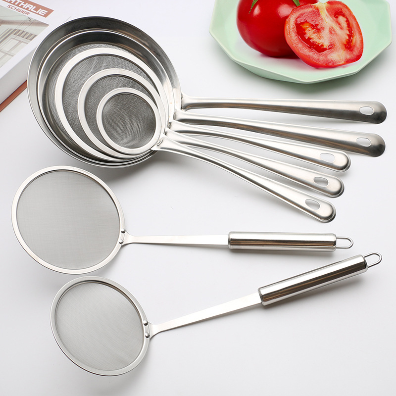 創意不鏽鋼網漏勺 廚房家用油格勺細網孔撈勺過濾油渣去浮沫工具