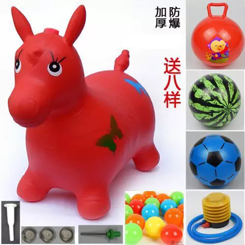 Inflatable toy for jumping, music pony, increased thickness