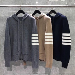 日系のレトロでシンプルなヨットと帽子のジッパーのカーディガンのセーターの上着