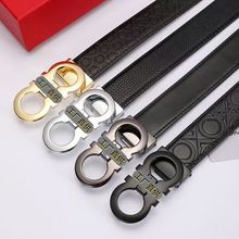 精品男士皮带新款真皮八字扣牛皮平滑商务裤腰带高档耐用平滑扣潮