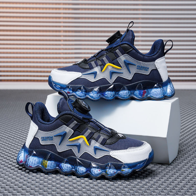 Zapatos de los niños zapatilla Otoño e Invierno de malla de cuero hebilla giratoria moda de moda Zapatos de la escuela primaria zapatos de los niños