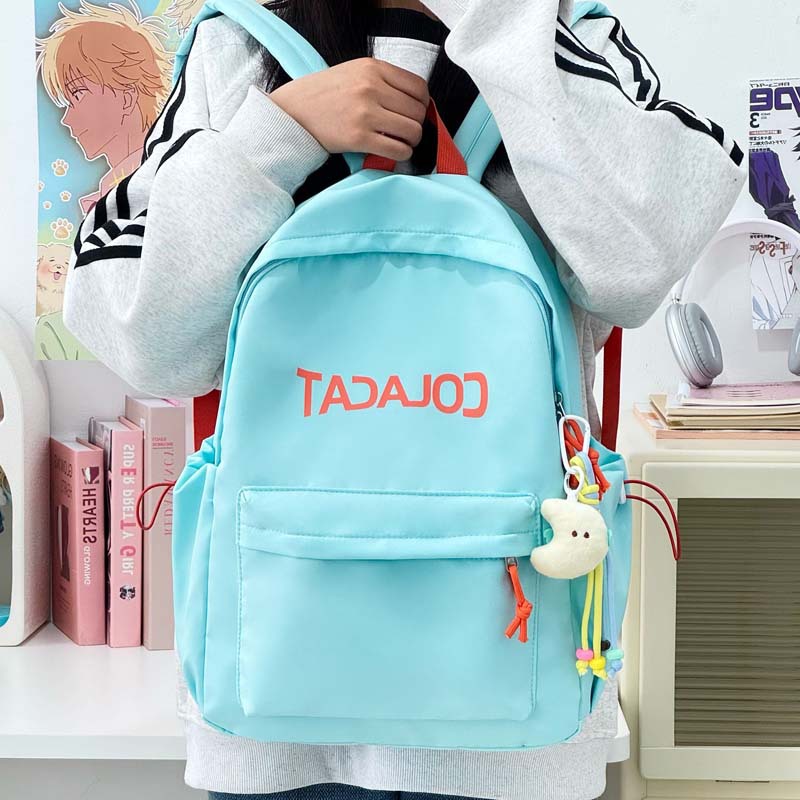 Mochila escolar estilo universitario para estudiantes de primaria y secundaria, letras simples, bolsa de viaje para computadora, mochila de gran capacidad para estudiantes de secundaria y preparatoria para hombres
