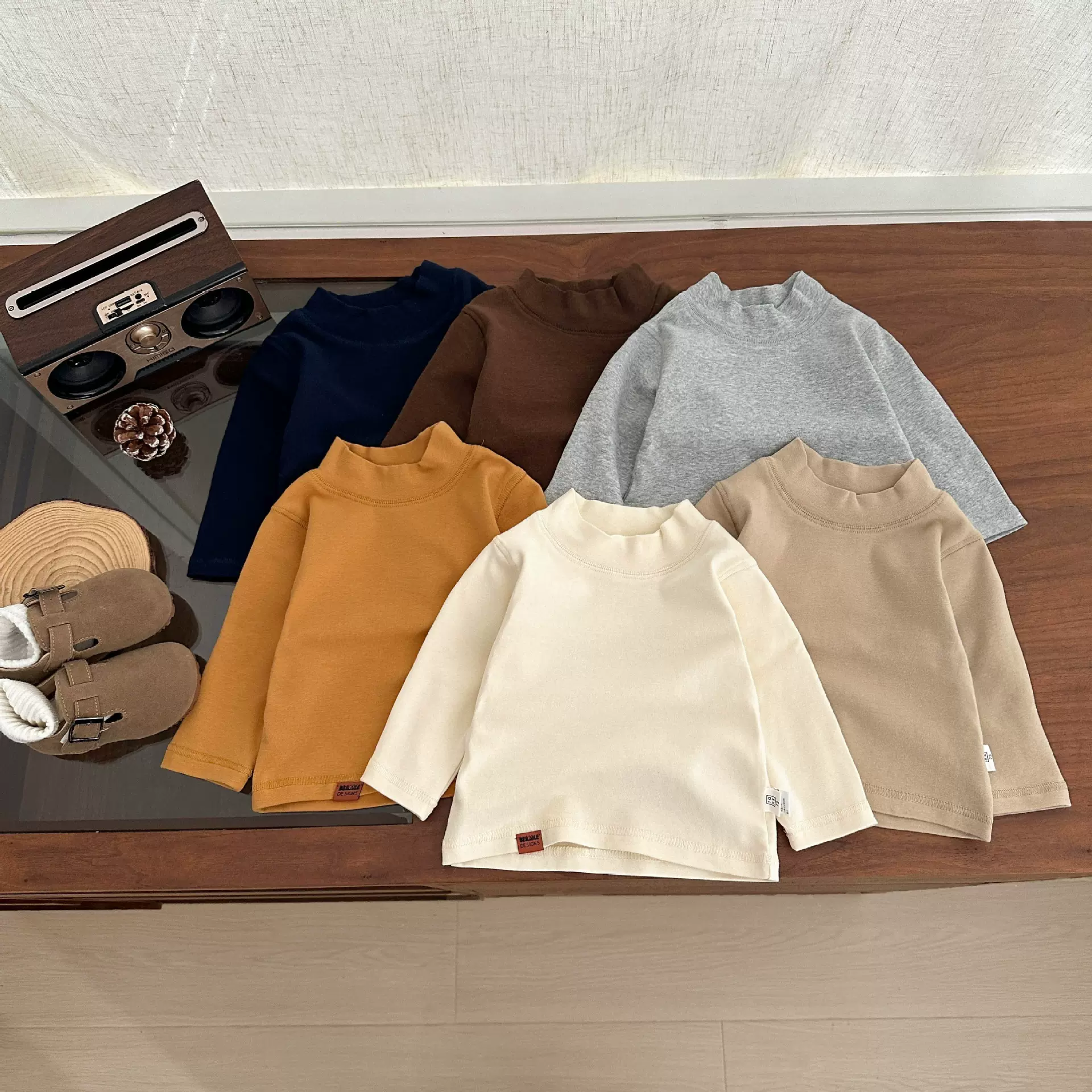 儿童打底衫秋季婴儿衣服百搭长袖T恤秋装宝宝纯色半高领舒适内搭