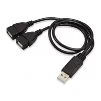 Кабель: от одного источника к двум USB-штекерам, три штекера и два гнезда, один на двоих для передачи данных и включения, удлинительный кабель с двумя USB-гнездами для зарядки