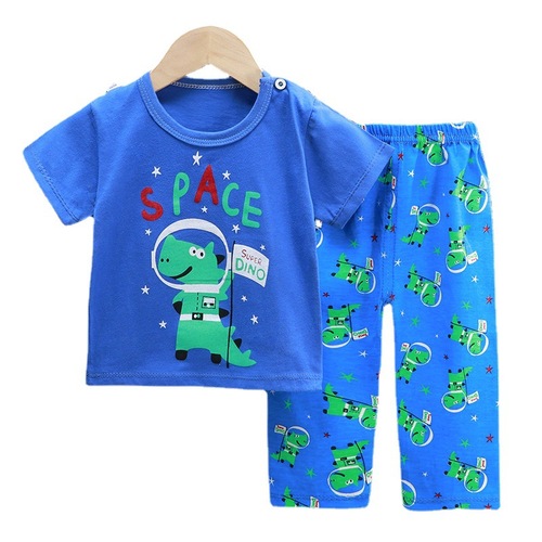 Children's summer air-conditioned clothing short-sleeved t-shirt combination for older children, pure cotton underwear set, boys and girls short-sleeved T-shirt