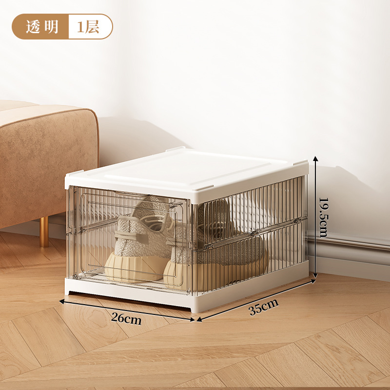 Caja de zapatos de una pieza plegable para el hogar Caja de almacenamiento de zapatos AJ a prueba de polvo Gabinete de zapatos transparente extraíble grueso al por mayor