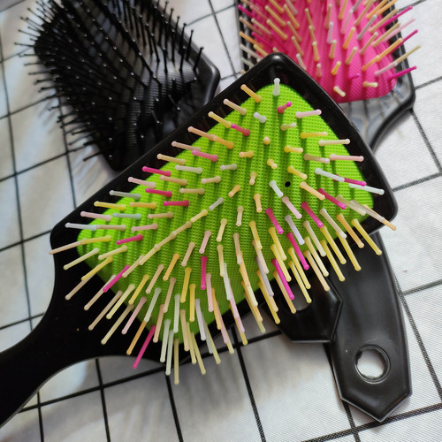 Oval hairdressing steel needle air bag comb wig care tool headgear care comb black plastic steel tooth massage comb