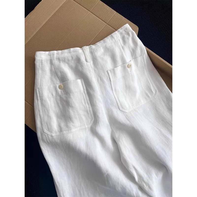 Old money style anti-wrinkle white linen pants for women 2026 new…