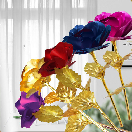 Chinese Valentine's Day 24k Glowing Gold Foil Rose Mother's Day Carnation Preserved Flower Valentine's Day Gift Box