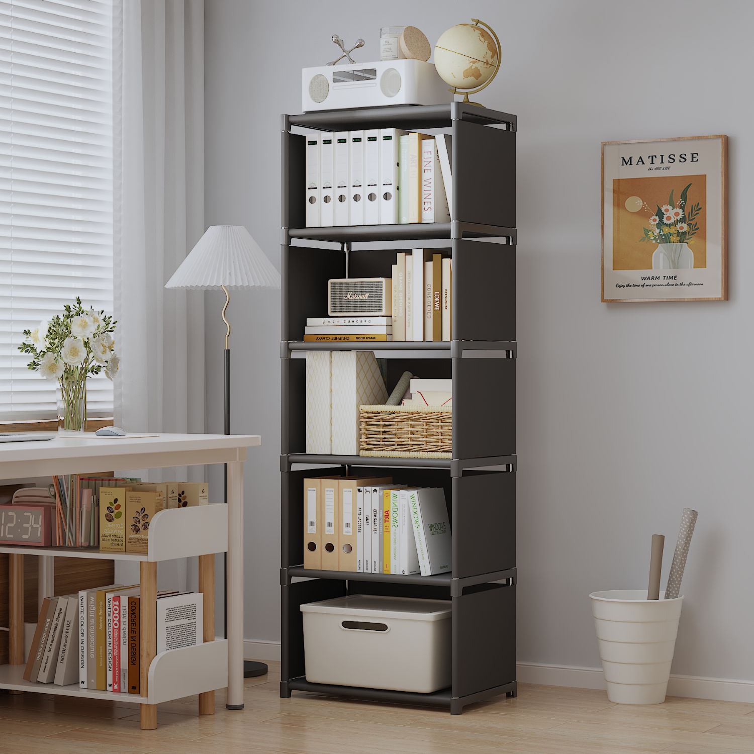 Estante simple combinado estilo retrógrado estante moderno estante simple dormitorio estante de almacenamiento estante diseño de habitación infantil