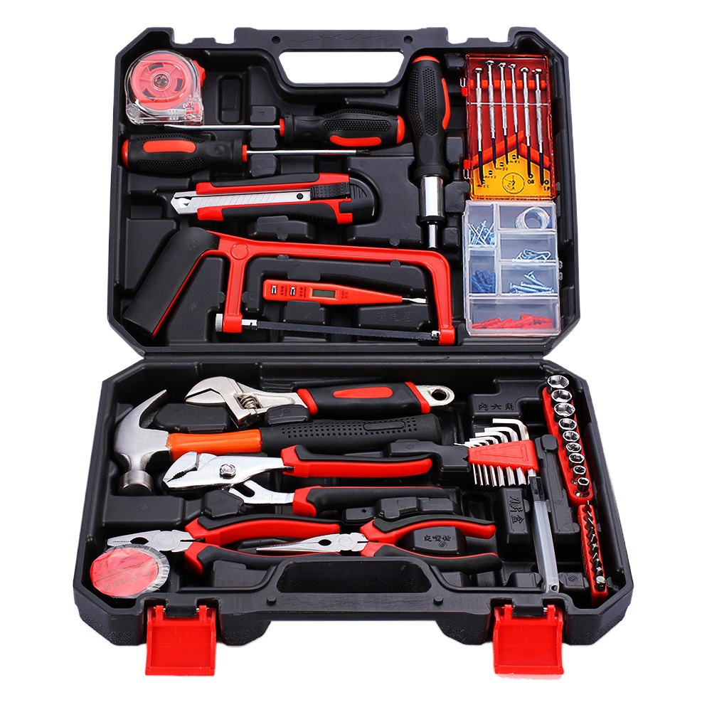 Juego de herramientas de mano domésticas, caja de herramientas eléctrica y carpintería, kit de reparación y mantenimiento al por mayor
