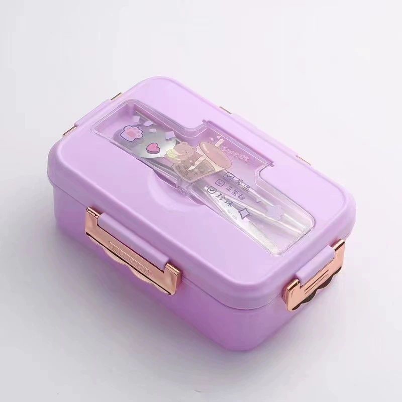 Ланчбокс для студентов Bento, 3 отделения, микроволновый ПП с прибором (ложка/вилка/палочки)