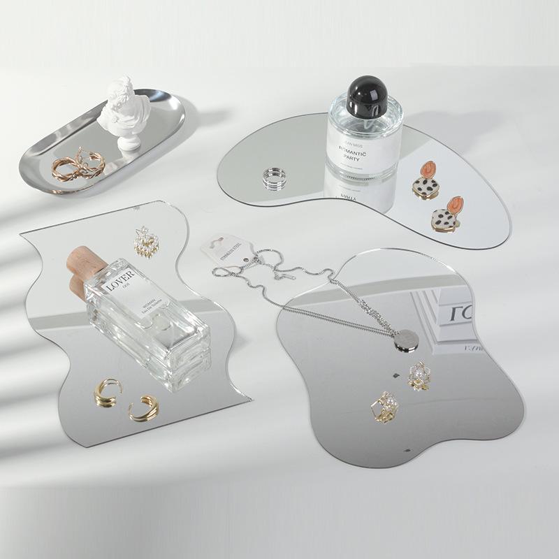 인스타 스타일 아크릴 거울 트레이, 액세서리 전시, 사진 소품, 사진 배경, 장식 소품, 인스타 스타일