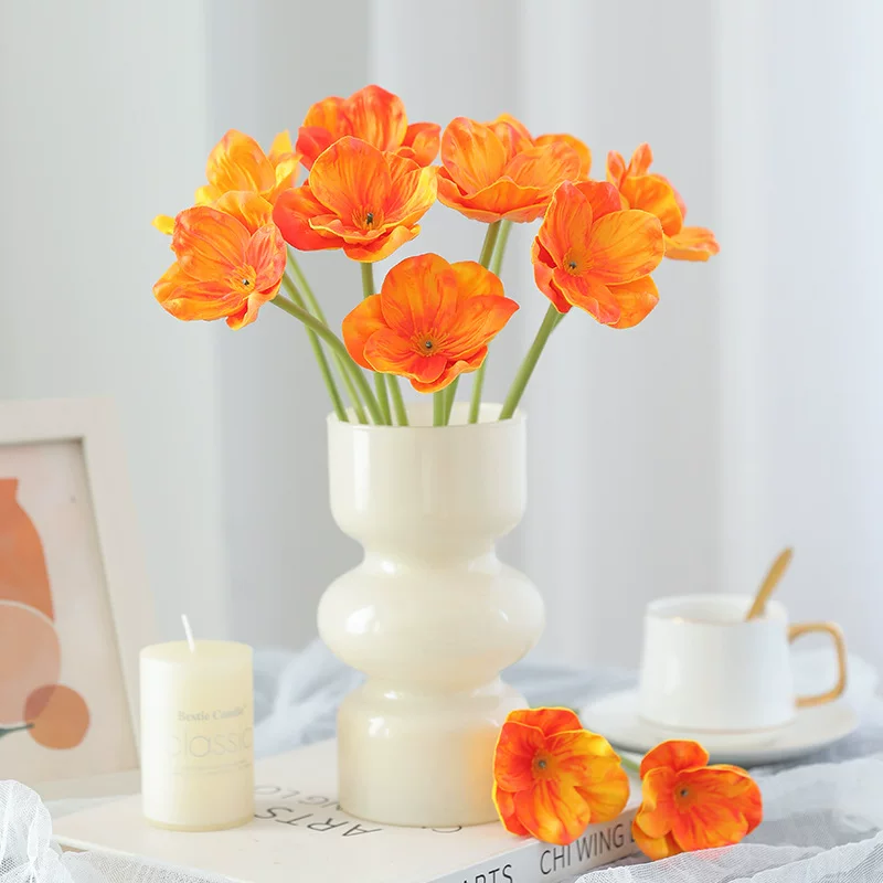 Simulated flower small single branch pu mini poppy flowers Wedding auditorium photography props home decoration ornaments artificial flowers