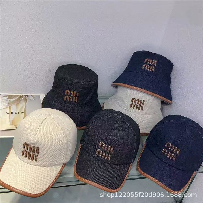Miu Series New Baseball Cap Foreign Trade Street Decoration Denim Trim Letter Embroidery Soft Top Baseball Cap Wholesale