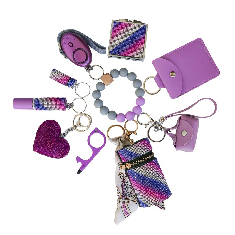 Amazon's Cross-Border Best-Selling Multi-Functional 10-Piece Keychain Set, Shiny Diamond-Encrusted Self-Defense Car Key Safety Pendant Amazon's Cross-Border Best-Selling Multi-Functional 10-Piece Keychain Set, Shiny Diamond-Encrusted Self-Defense Car Key Safety Pendant