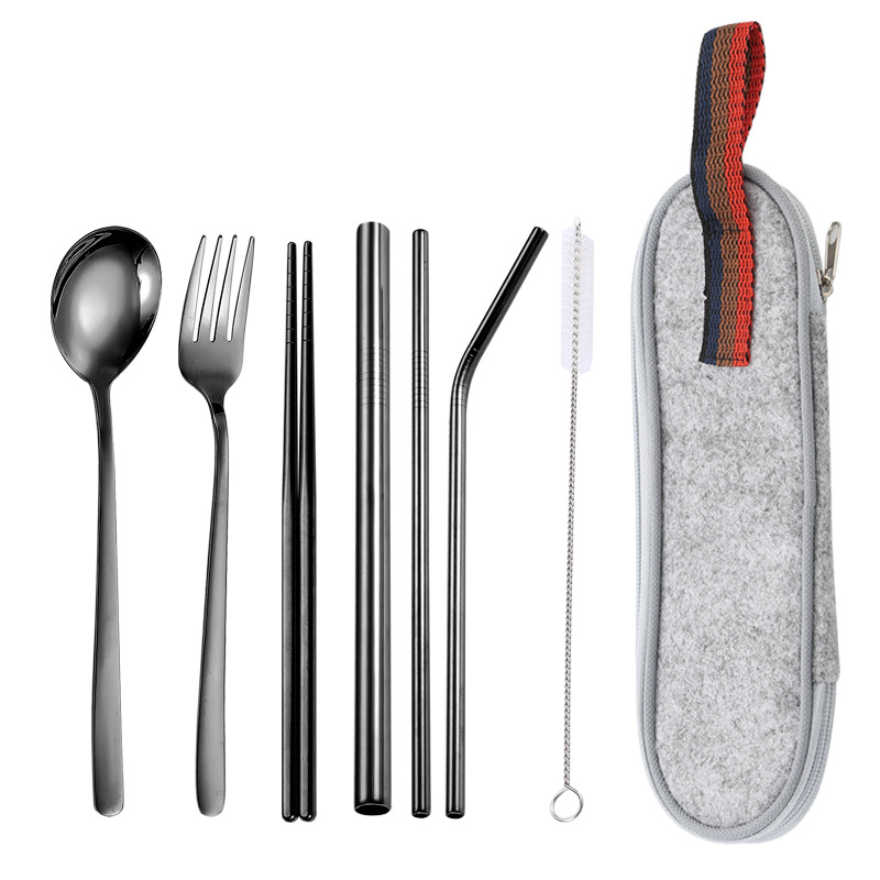 블랙 7 종 세트/라이트 그레이 가방