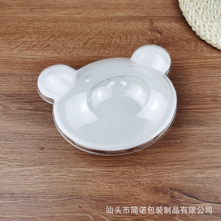 Cabeza de oso caja de pastel transparente embalaje para hornear postre mousse Bento caja de embalaje de cumpleaños para niños