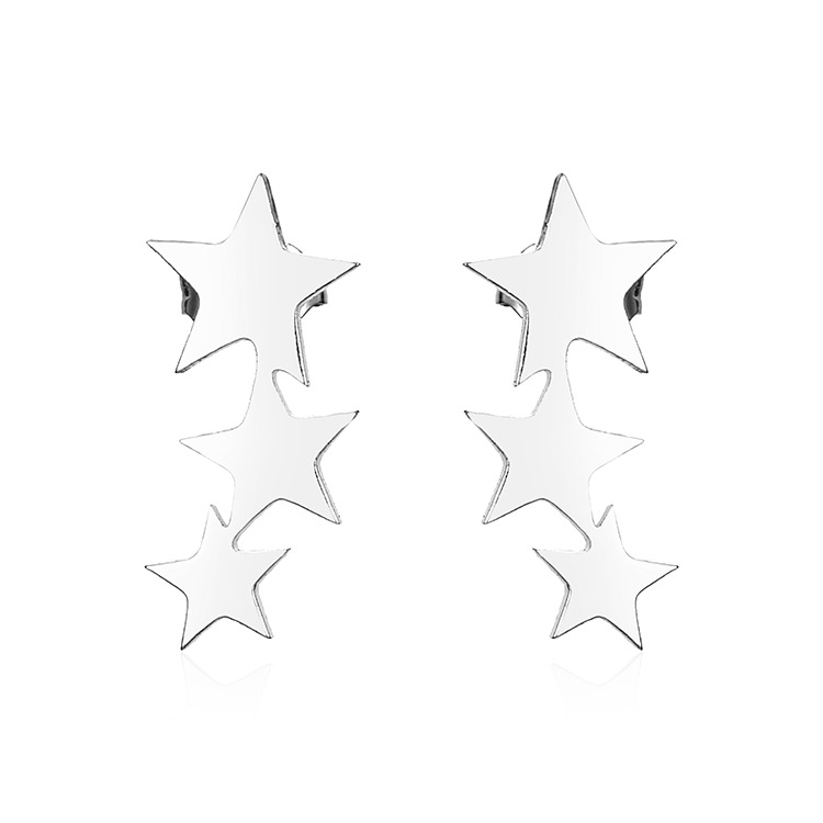 Five-pointed star earrings steel color MS-502