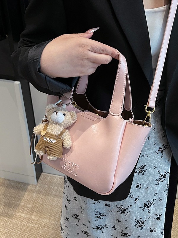 Vintage Maillard bolso de mano para mujeres 2025 nuevo estilo transfronterizo popular aceite cera cuero bolso de cubo textura mochila