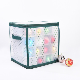 Green dot printing pp material 64 grid Christmas ball double zipper double portable foldable storage box