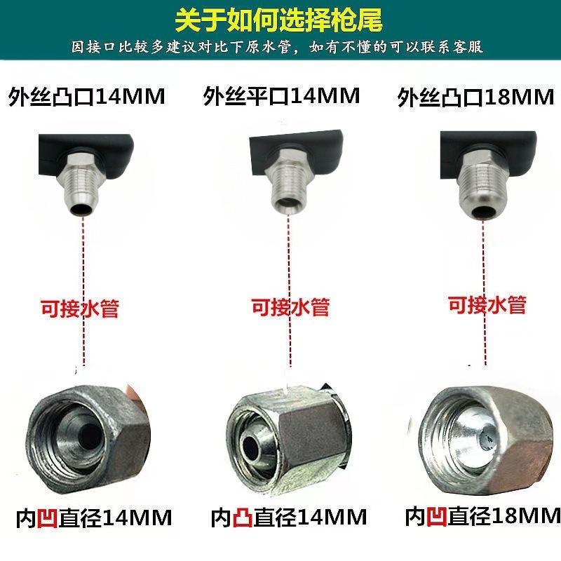 Household High-Pressure Washer Car Wash Machine Water Gun Copper Valve Core Multi-Purpose Stainless Steel Quick-Connect 1/4 Union Nozzle
