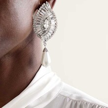 时尚新款椭圆几何耳环高级感水钻耳坠舞台百搭配饰女earrings