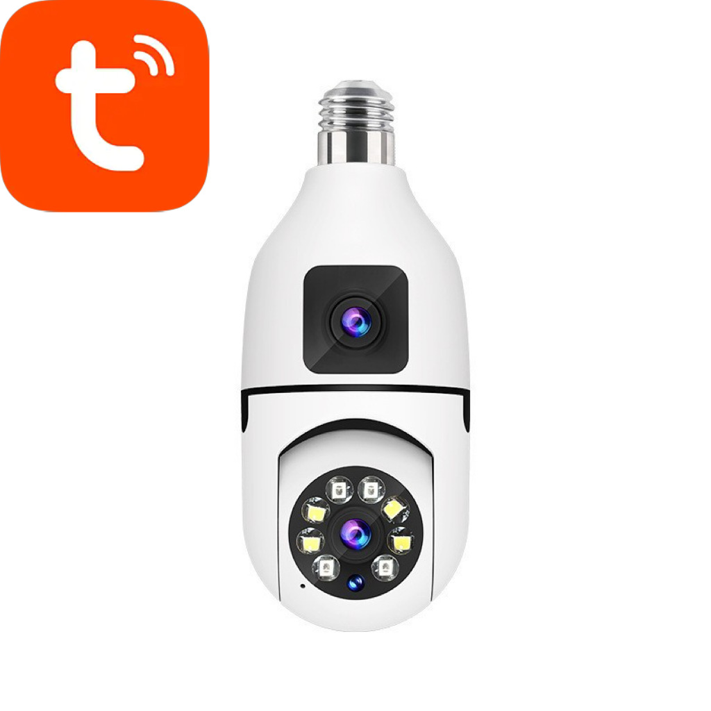 Tuya涂鸦智能双光夜视双目WiFiCamera E27灯泡式超高清监控摄像机