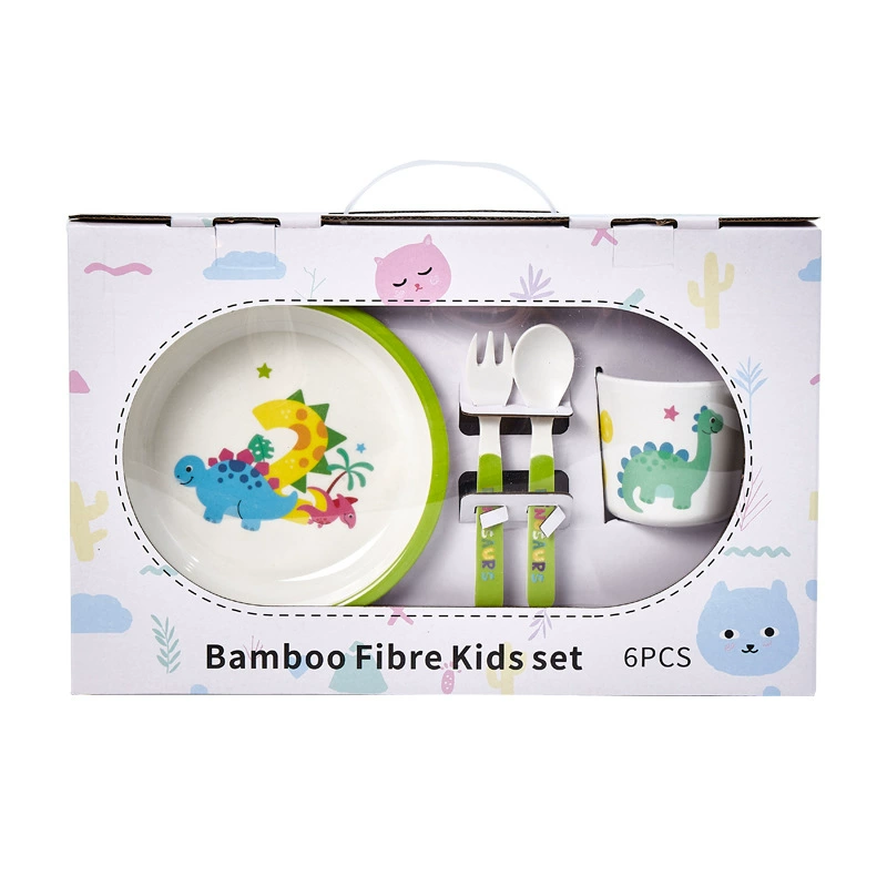 Tableware, set for home use, children's cute dinner plate for feeding, cartoon gift box with glass